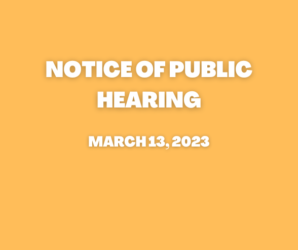 NOTICE OF PUBLIC HEARING